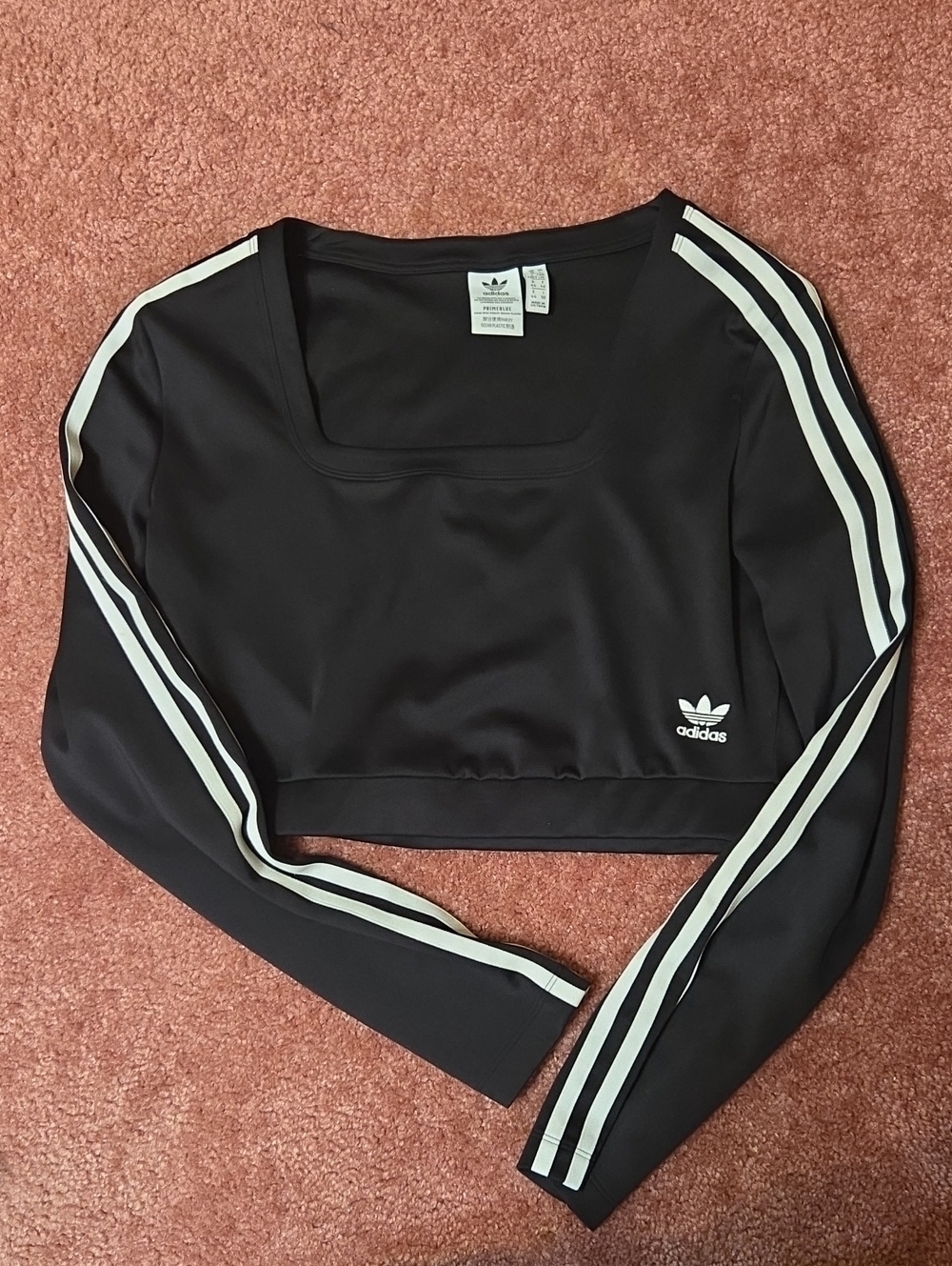 adidas Black and White Women’s Cropped Long-Sleeve Athletic Top